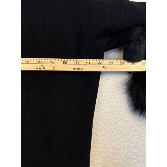 Molly Bracken Open Front Black Cardigan Sweater Sequin Furry Sleeve Size Small - Picture 4 of 7